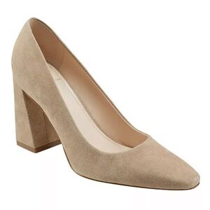Marc Fisher Beige Suede Block Heel Pumps 7M - NWT, in box